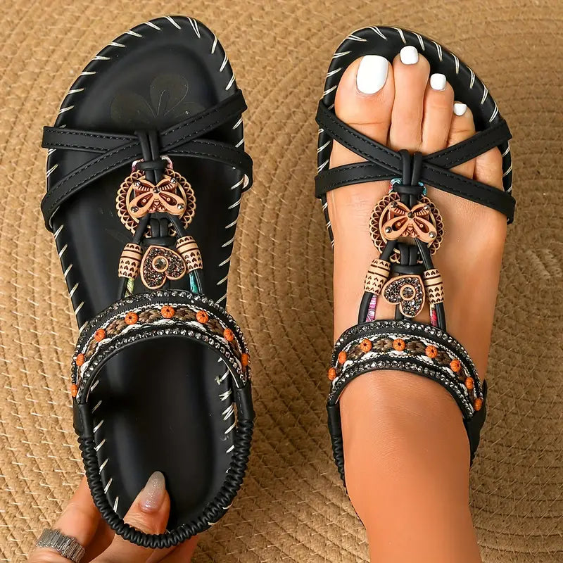 Elegante Orthopädische Sandalen Schmetterling Strass