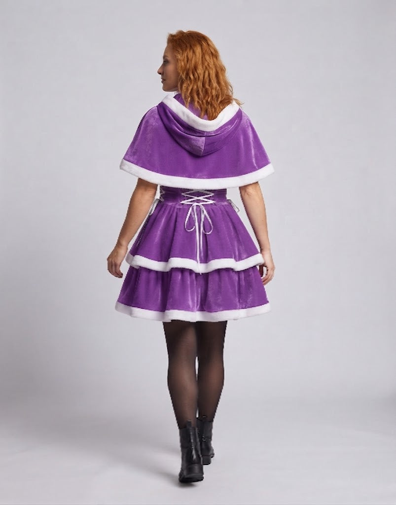 Frauen Festkleid mit Kapuze und Rüschenelementen Shop Nory