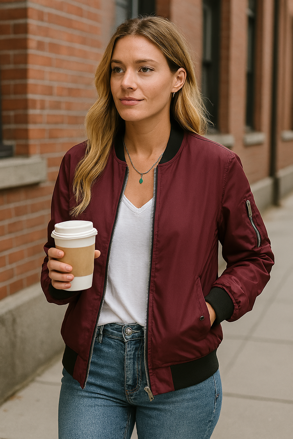 Bequeme Damen Bomberjacke mit Reißverschluss