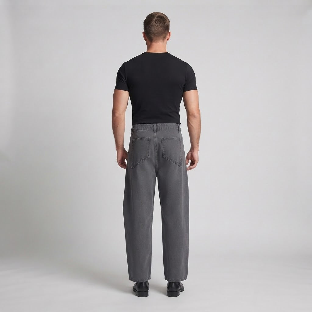 Herren Extraweite Utility-Palazzo-Hose mit markanten Diagonalnähten und tiefem Schritt Shop Nory