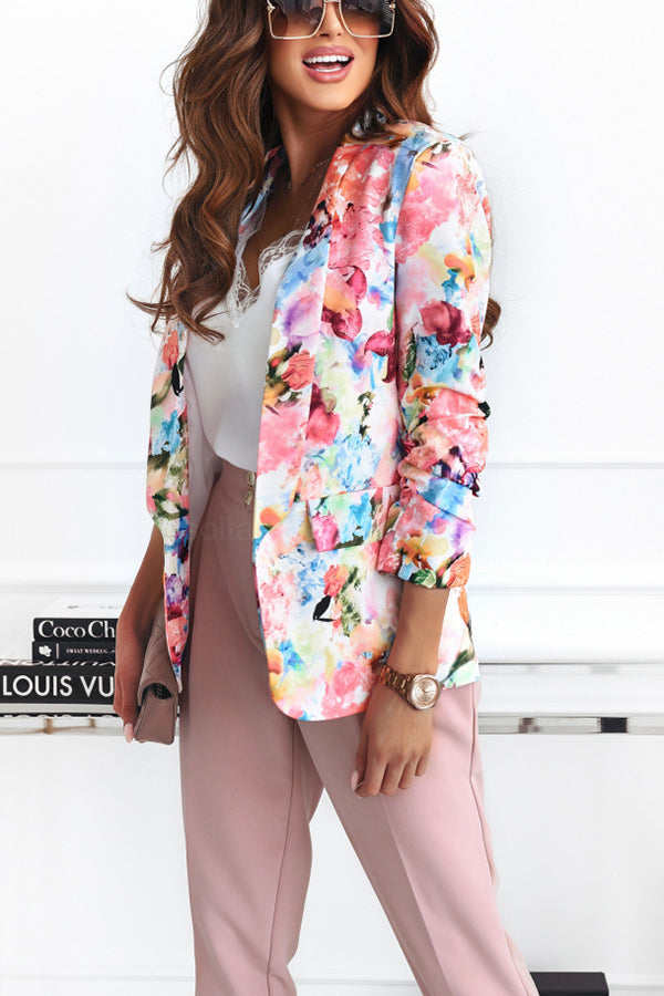 Freie und Echte Florale Revers Freizeitanzug Blazer