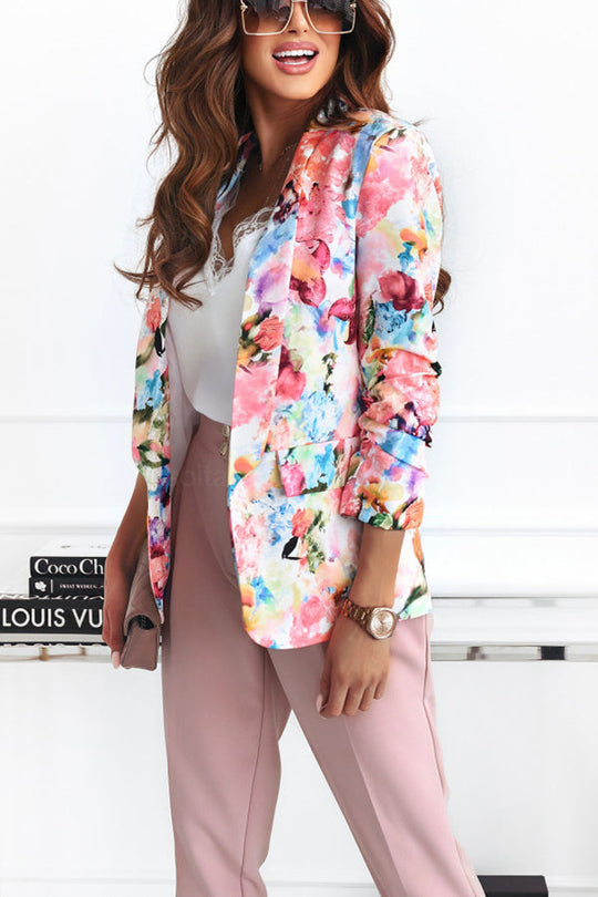 Freie und Echte Florale Revers Freizeitanzug Blazer
