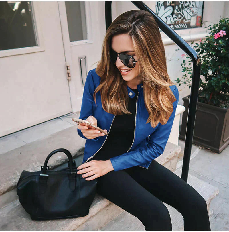 Elegante Italienische Lederbikerjacke