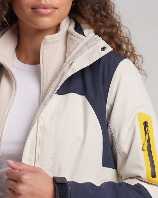 Damen Zweiteilige Outdoorjacke mit abnehmbarer Fleece‑Innenjacke, wind- und wasserabweisender Softshell‑Hülle und Kapuze Shop Nory
