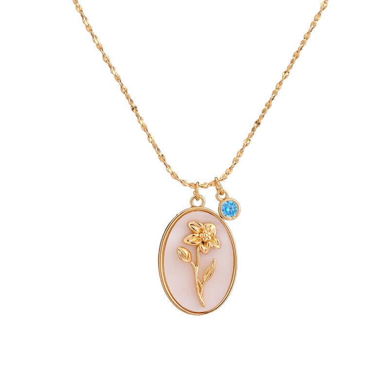 Geburtsstein- und Geburtsblumen-Halskette – Aurora | Shop Nory