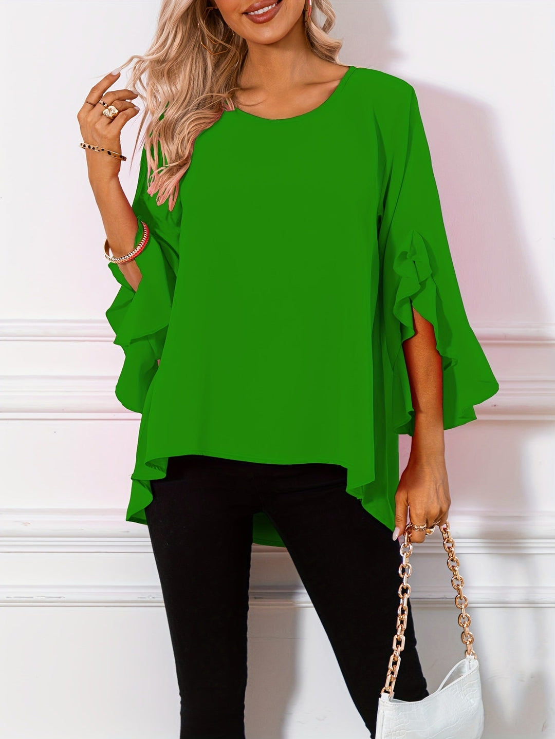 Bluse mit Rundhalsausschnitt für Den Frühling