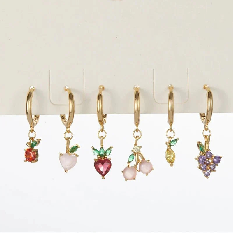 Zierliche Obst Hoop & Stud Ohrringe