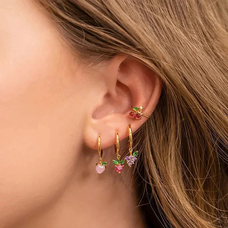 Zierliche Obst Hoop & Stud Ohrringe