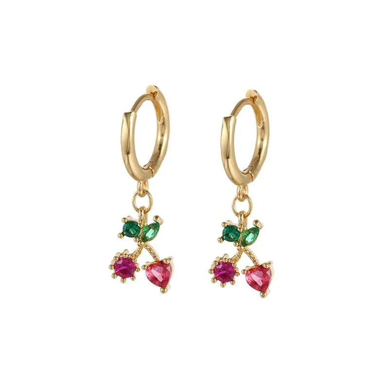 Zierliche Obst Hoop & Stud Ohrringe