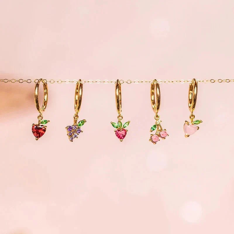 Zierliche Obst Hoop & Stud Ohrringe