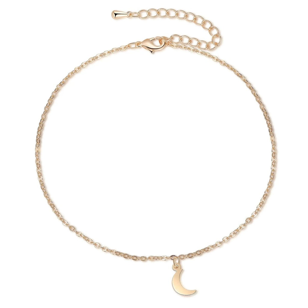 Zarte Goldene Mond Fußkette | Shop Nory