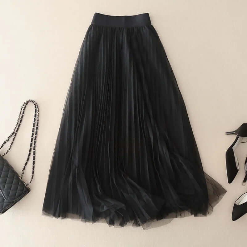 Damen Faltenrock Lang Maxi