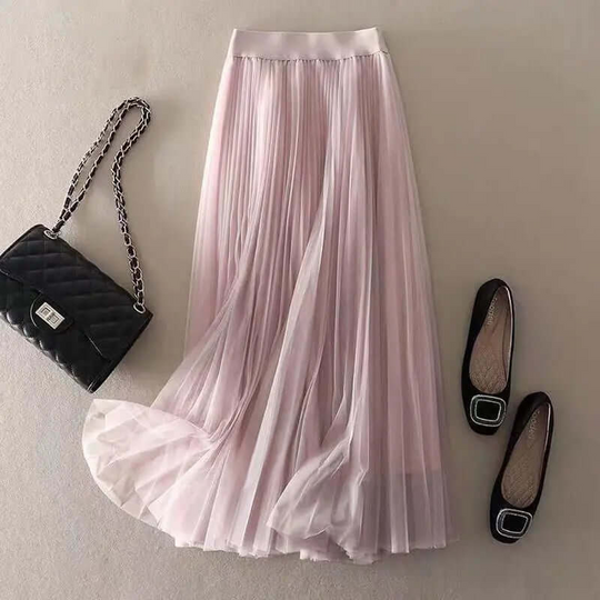 Damen Faltenrock Lang Maxi