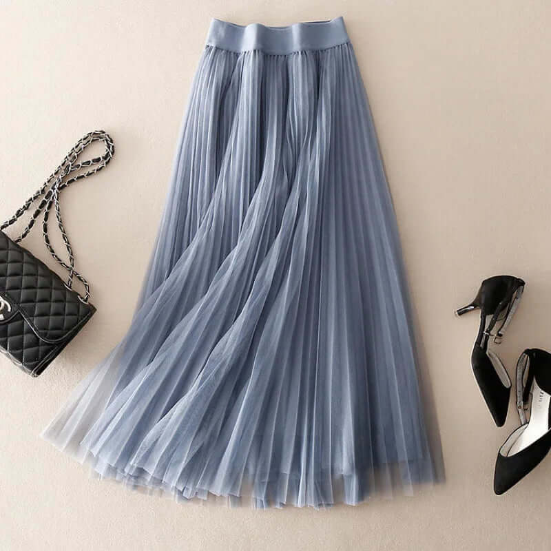Damen Faltenrock Lang Maxi