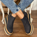 Damen Plateau Stiefeletten Schwarz