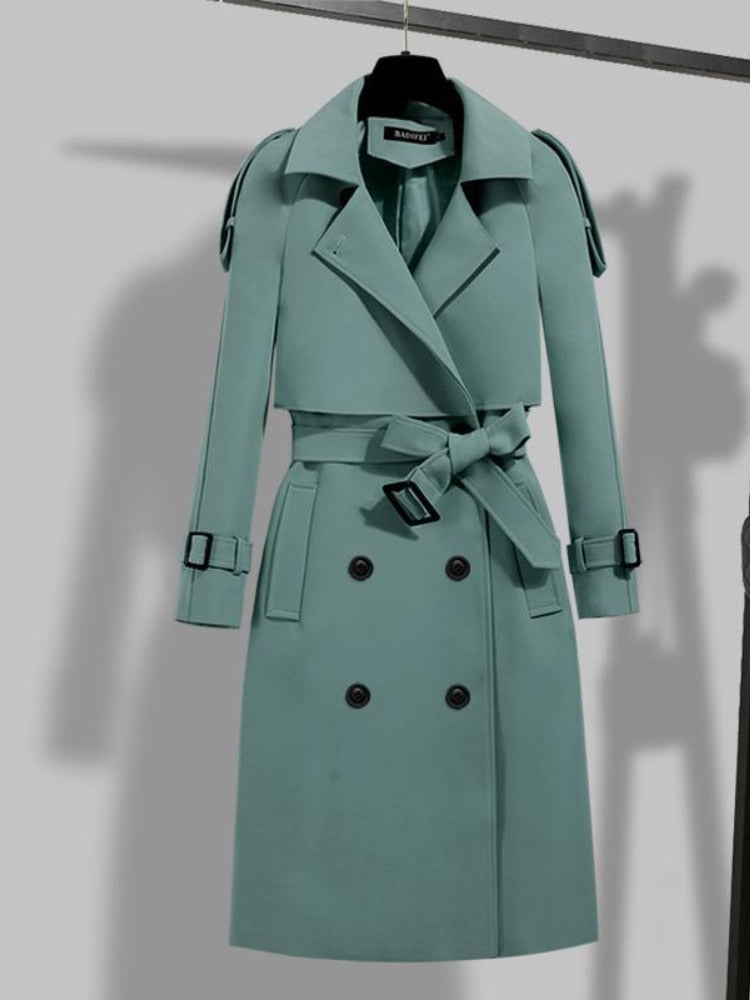 Eleganter langer Trenchcoat - Doppelt gefüttert & mit Gürtel
