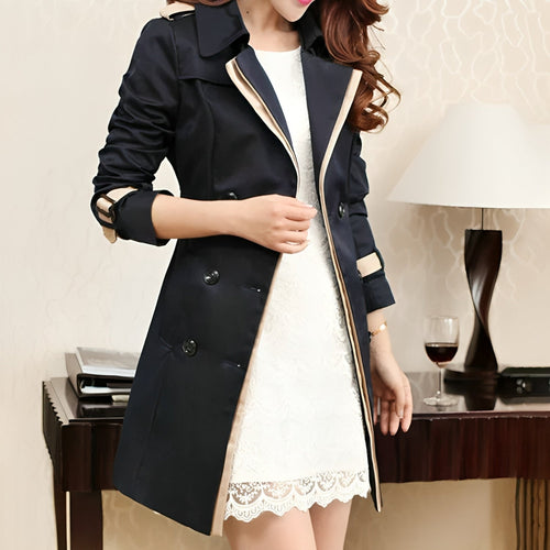 Eleganter Zwei-Ton Lange Trenchcoat - Bequem & Warm