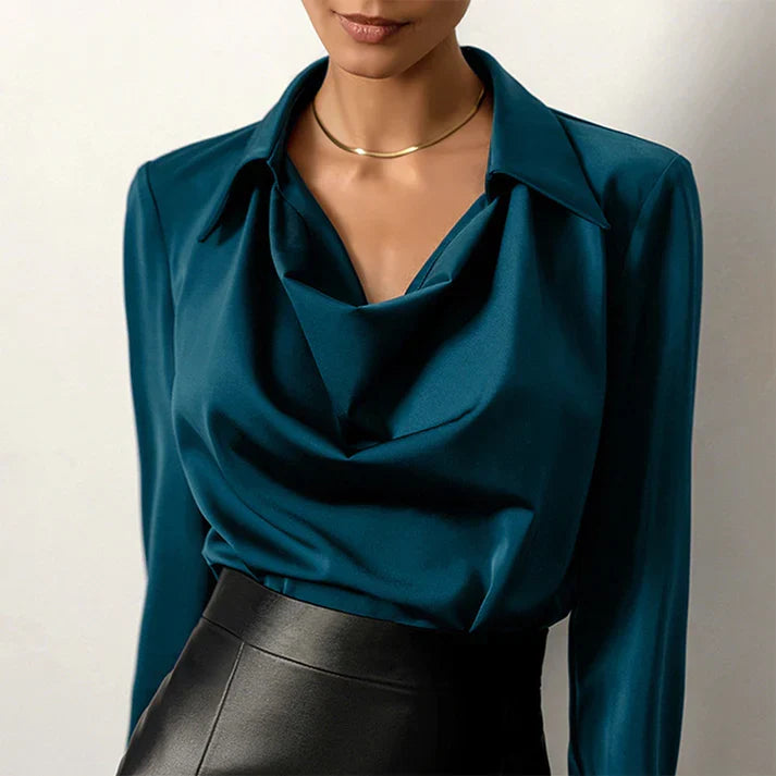 Lange Ärmel Satin Bluse