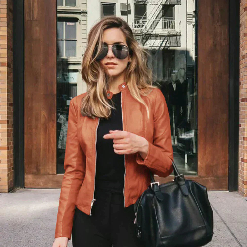 Elegante Italienische Lederbikerjacke