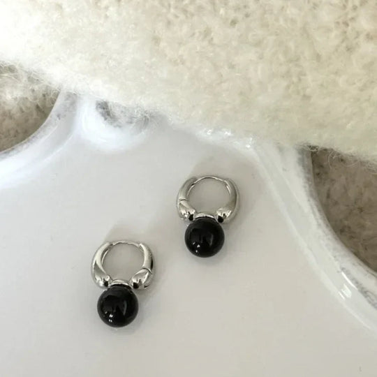 Stilvolle Schwarze Onyx Ohrringe – Lina | Shop Nory
