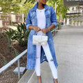 Trenchcoat Denim Relaxed Fit Distressed Vollständig Button Front