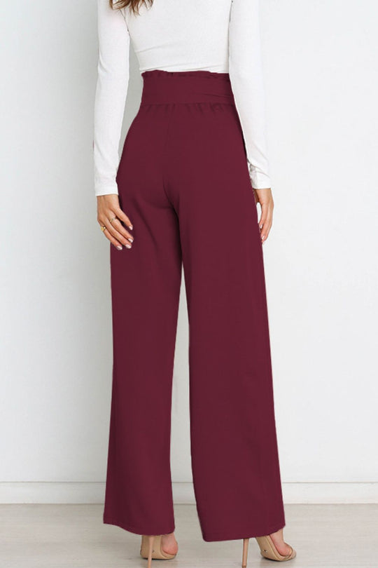Hohe Taille Paperbag Hose mit Schleifendetail