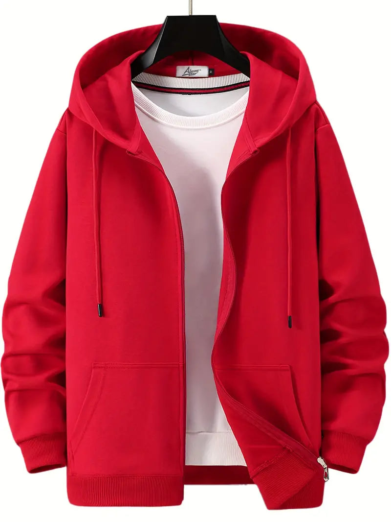 Lässiger Herbst Full Zip Hoodie mit Kordelzug für Männer