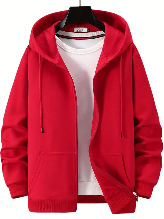 Lässiger Herbst Full Zip Hoodie mit Kordelzug für Männer