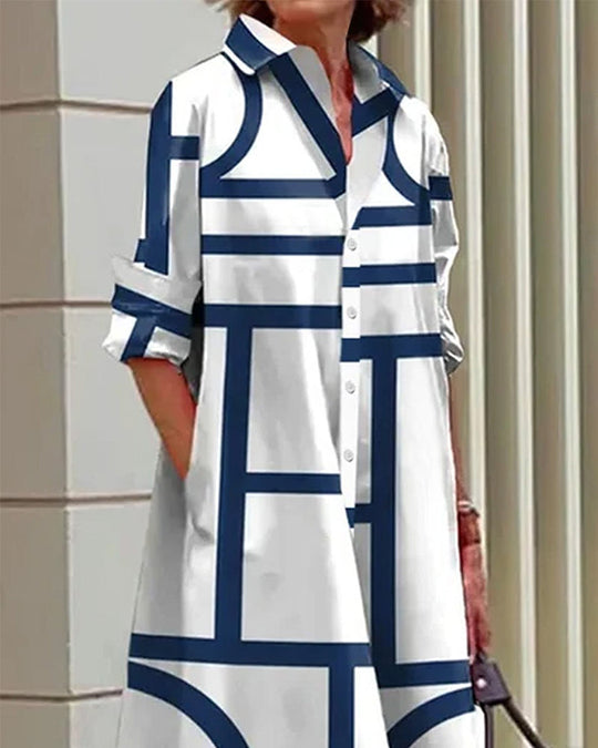 Kleid mit Taschen und Geometrischem Druck