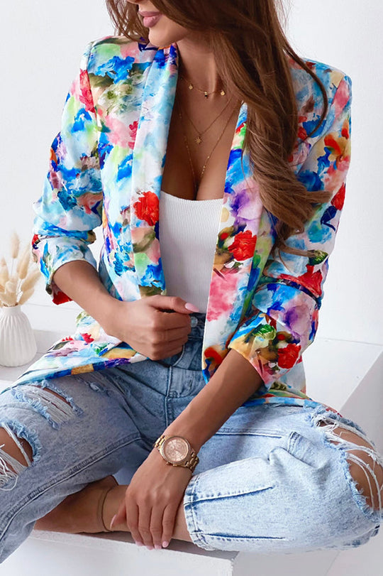 Freie und Echte Florale Revers Freizeitanzug Blazer