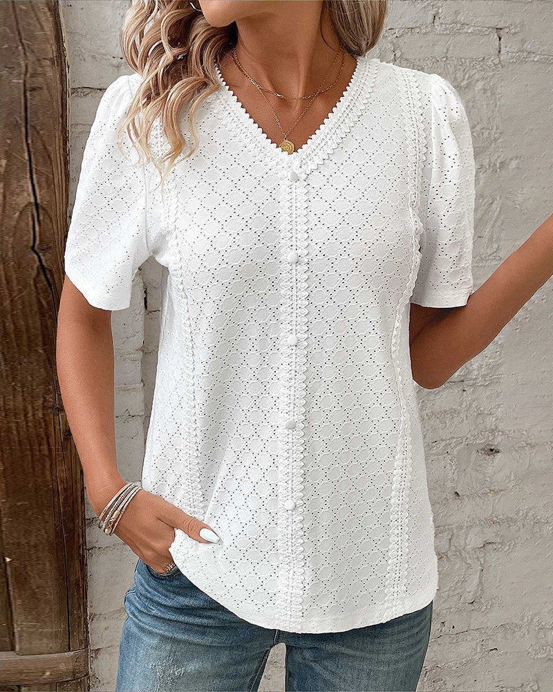 Weiße kurzärmelige Bluse