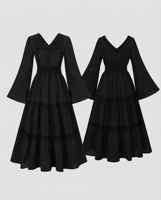 Damen Romantisches Boho Maxi Kleid mit Weiten Ärmeln und Spitzenakzenten Shop Nory