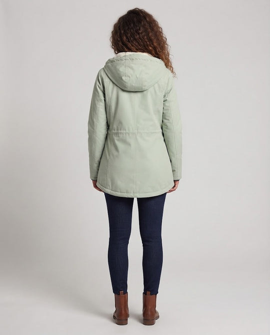 Damen Gefütterte Kapuzenparka mit Teddyfutter, Kordelzug und Pattentaschen Shop Nory