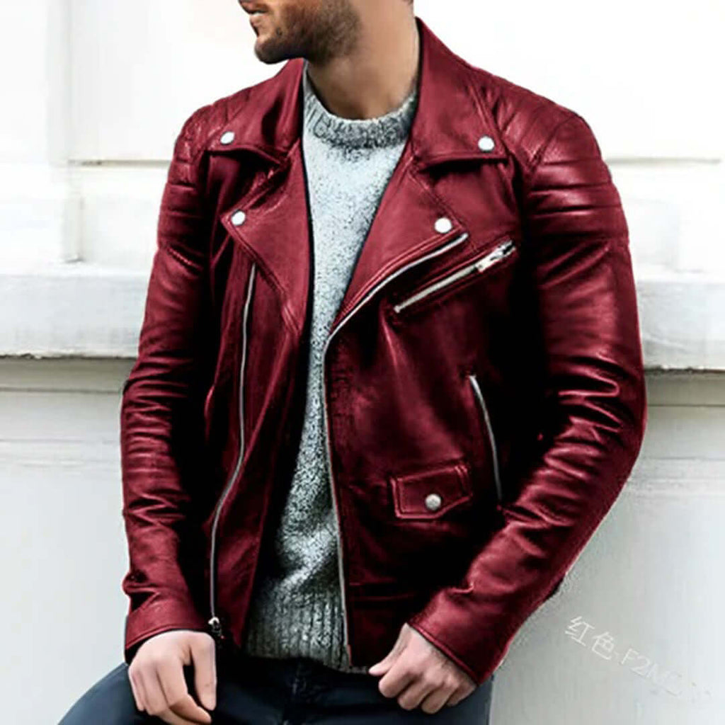 Herren Leder Bikerjacke