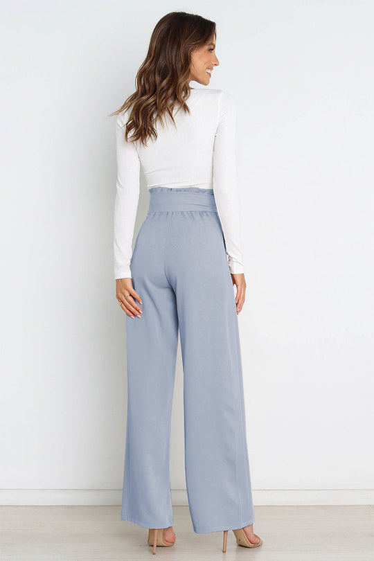 Hohe Taille Paperbag Hose mit Schleifendetail