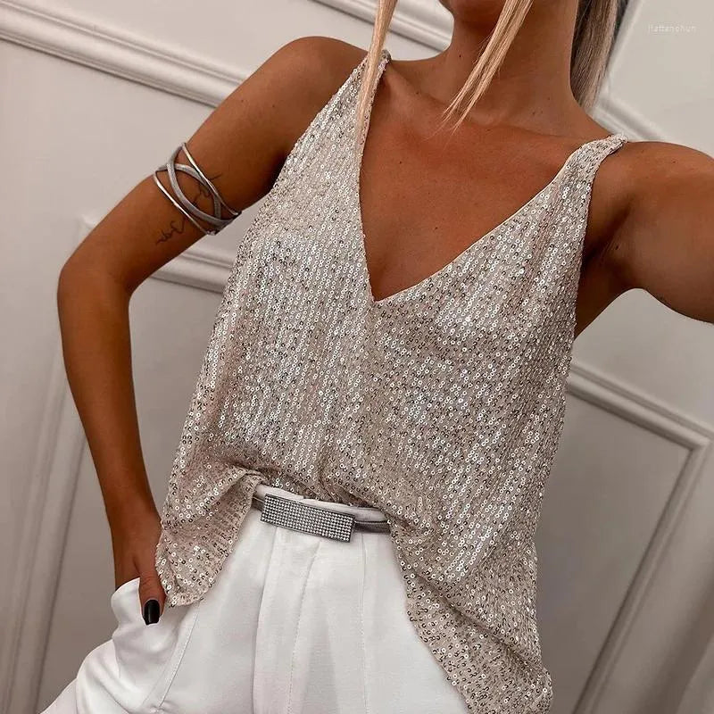 Glitzerndes Pailletten Top Glamouröser Festtagstil