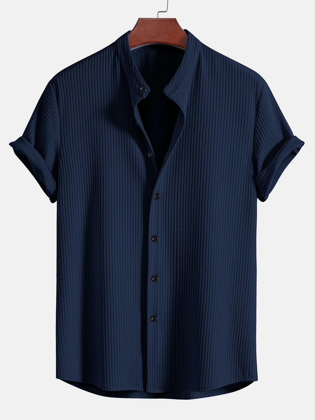 Gerippte Stehkragenbluse