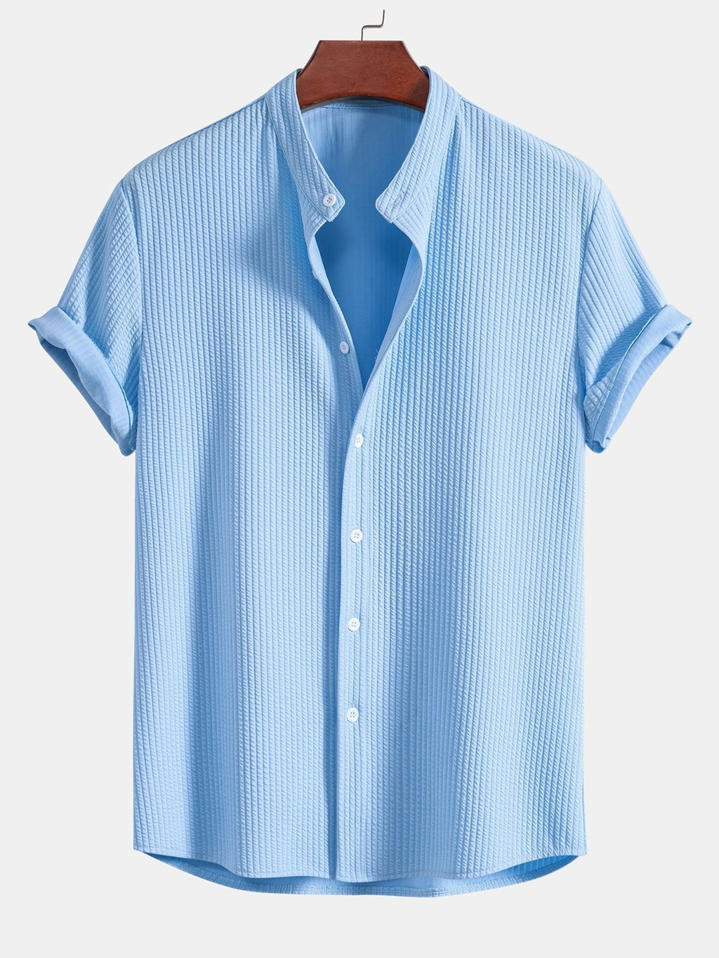 Gerippte Stehkragenbluse