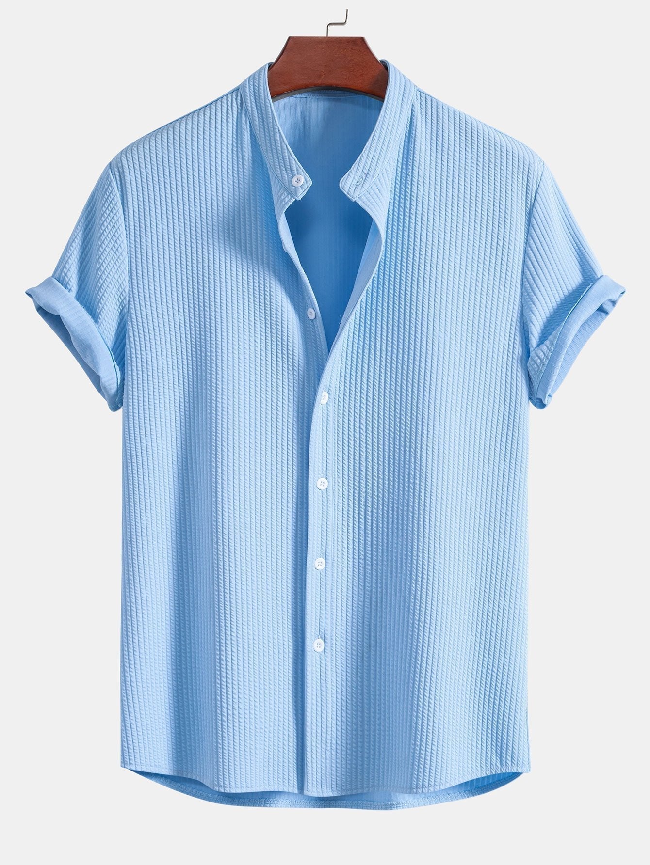Gerippte Stehkragenbluse
