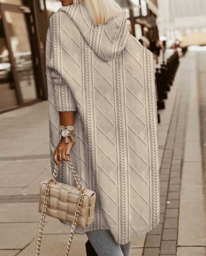 Cardigan - Langer Kapuzenpullover aus Baumwollmischung