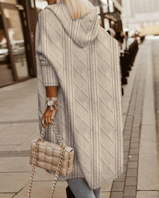 Cardigan - Langer Kapuzenpullover aus Baumwollmischung