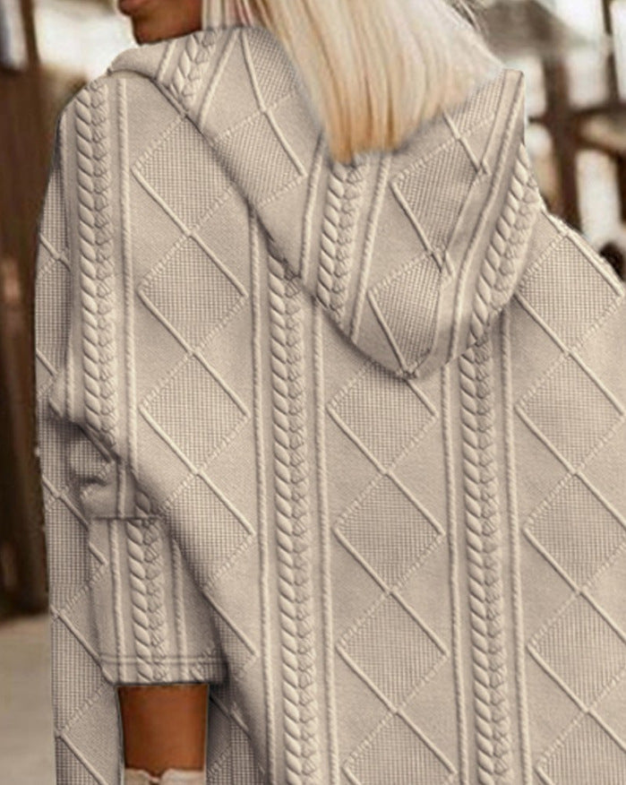 Cardigan - Langer Kapuzenpullover aus Baumwollmischung