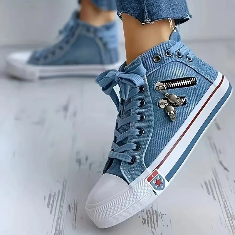 Damen Denim Hi-Top Sneakers