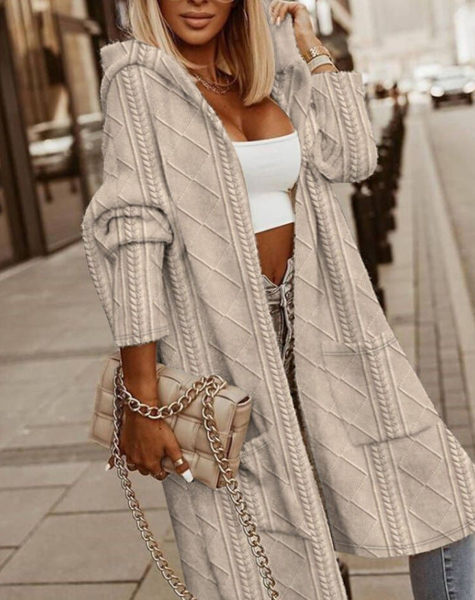 Cardigan - Langer Kapuzenpullover aus Baumwollmischung