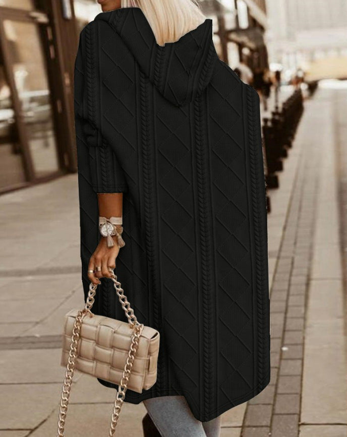 Cardigan - Langer Kapuzenpullover aus Baumwollmischung