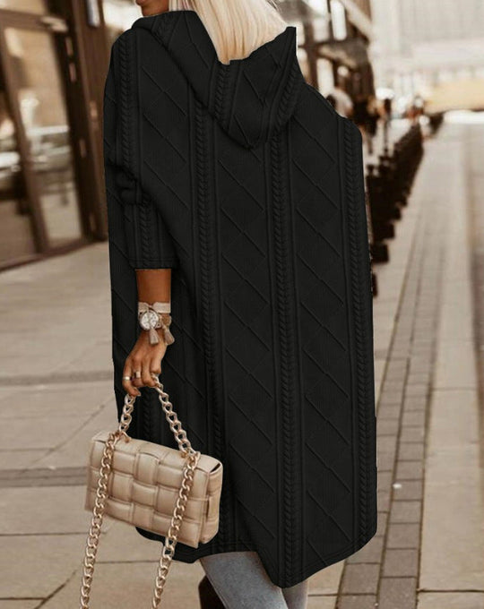 Cardigan - Langer Kapuzenpullover aus Baumwollmischung