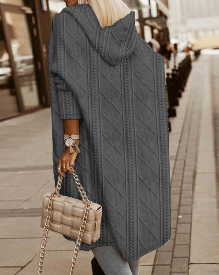 Cardigan - Langer Kapuzenpullover aus Baumwollmischung