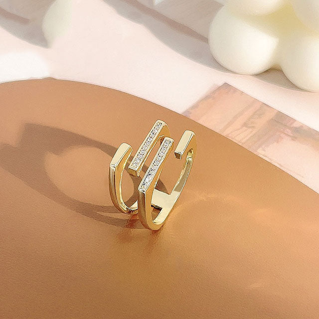 Parallel Geometrische Metall Zirkon Ringe | Shop Nory