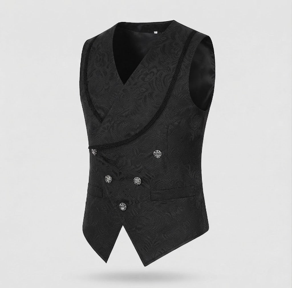 Damen Elegante Samt-Weste mit Blumenmustern und doppelter Knopfleiste Shop Nory