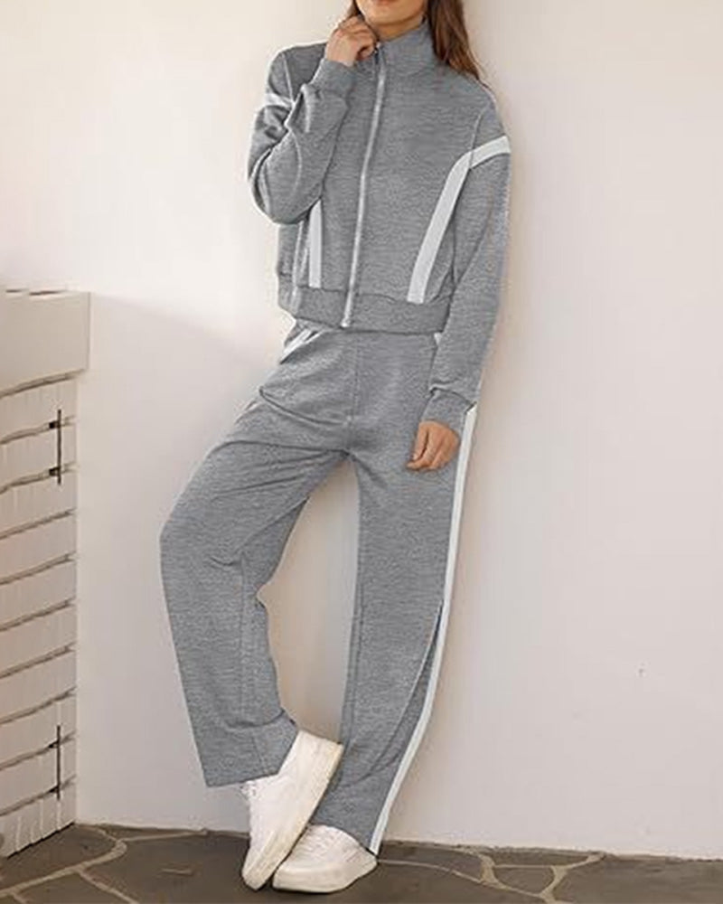 Satz mit Sporty Lässig Stil Merkmalen Von Jacke und Hosen